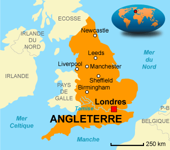 Carte de l'Angleterre